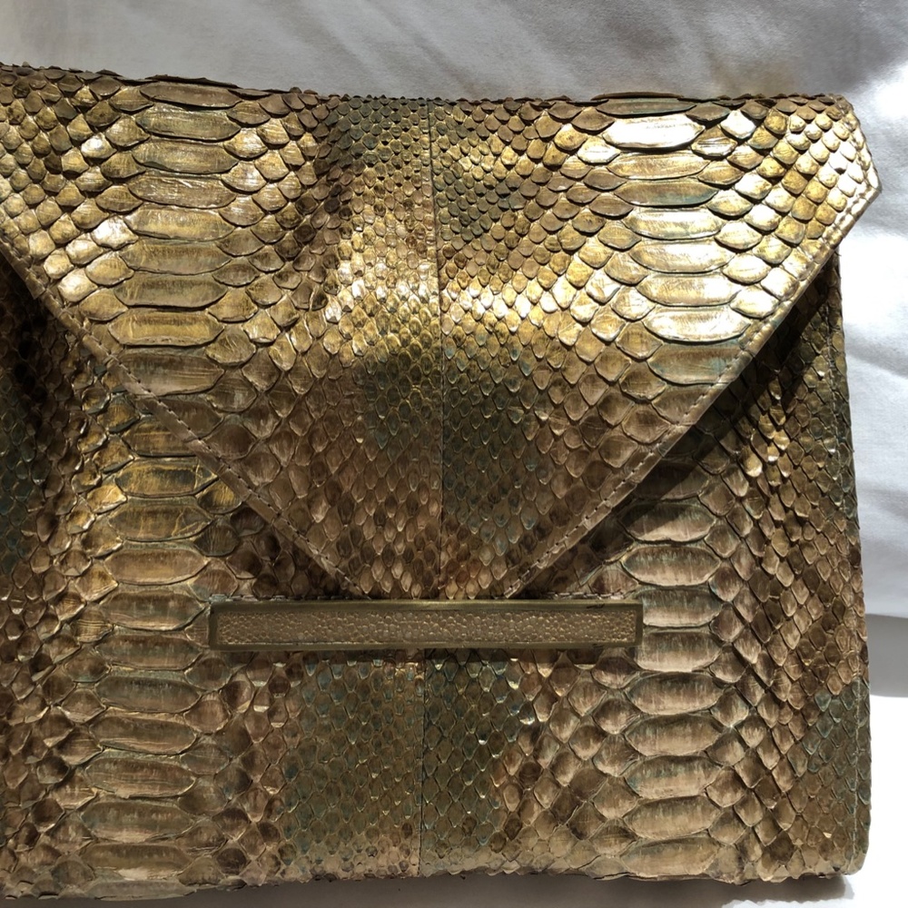 Ry Augusti Python Clutch With Stingray Bar Closur… - image 3